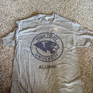 Heather Gray High Point University Alumni Tee with purple Logo